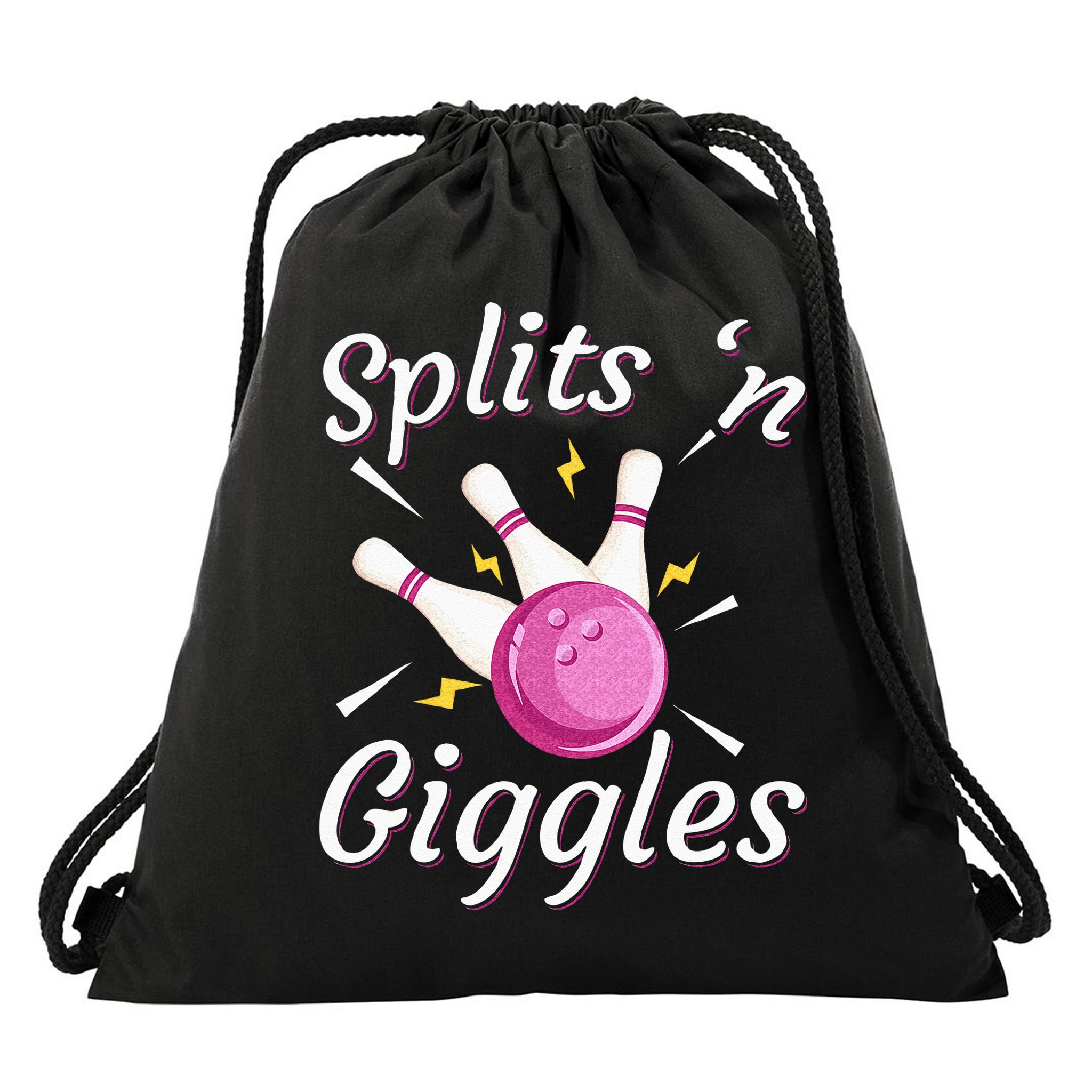 Funny Splits N Giggles Bowling Team Bowler Sports Player Drawstring Bag