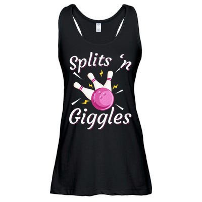 Funny Splits N Giggles Bowling Team Bowler Sports Player Ladies Essential Flowy Tank
