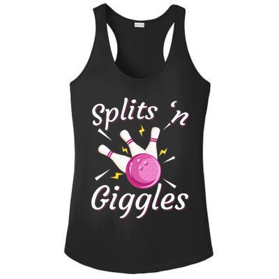 Funny Splits N Giggles Bowling Team Bowler Sports Player Ladies PosiCharge Competitor Racerback Tank