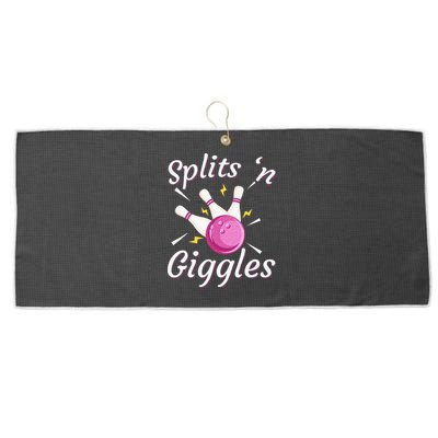 Funny Splits N Giggles Bowling Team Bowler Sports Player Large Microfiber Waffle Golf Towel