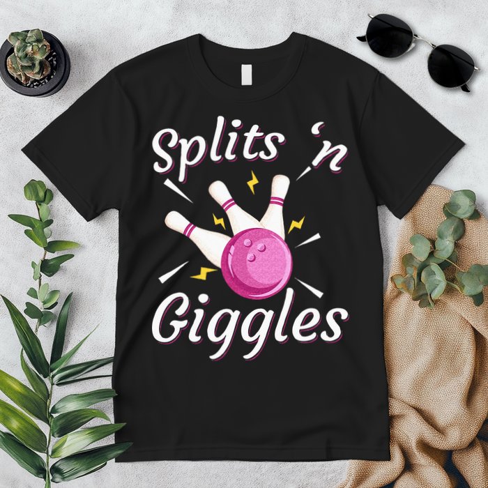 Funny Splits N Giggles Bowling Team Bowler Sports Player Premium T-Shirt
