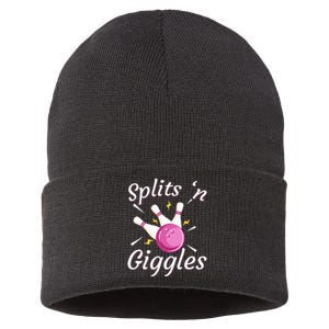 Funny Splits N Giggles Bowling Team Bowler Sports Player Sustainable Knit Beanie