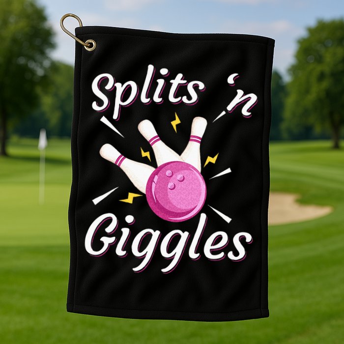 Funny Splits N Giggles Bowling Team Bowler Sports Player Golf Towel