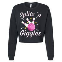 Funny Splits N Giggles Bowling Team Bowler Sports Player Cropped Pullover Crew