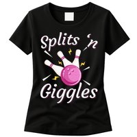 Funny Splits N Giggles Bowling Team Bowler Sports Player Womens T-Shirt