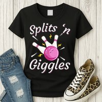 Funny Splits N Giggles Bowling Team Bowler Sports Player Womens T-Shirt