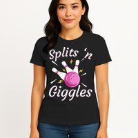 Funny Splits N Giggles Bowling Team Bowler Sports Player Womens T-Shirt