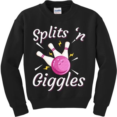 Funny Splits N Giggles Bowling Team Bowler Sports Player Kids Sweatshirt
