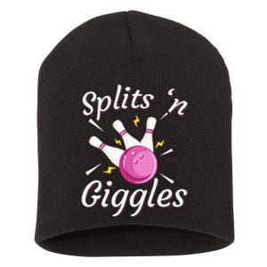 Funny Splits N Giggles Bowling Team Bowler Sports Player Short Acrylic Beanie