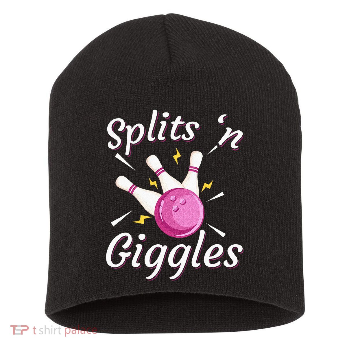 Funny Splits N Giggles Bowling Team Bowler Sports Player Short Acrylic Beanie
