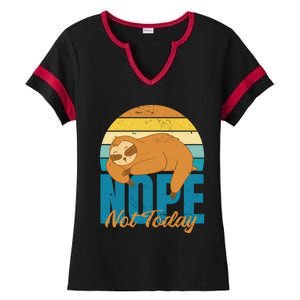 Funny Sloth Nope Not Today Retro Sloth Cute Gift Ladies Halftime Notch Neck Tee