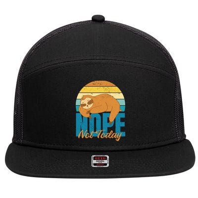 Funny Sloth Nope Not Today Retro Sloth Cute Gift 7 Panel Mesh Trucker Snapback Hat
