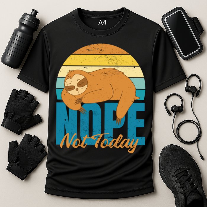 Funny Sloth Nope Not Today Retro Sloth Cute Gift Performance Shirt