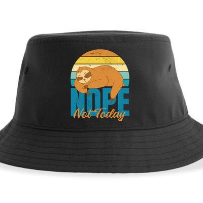 Funny Sloth Nope Not Today Retro Sloth Cute Gift Sustainable Bucket Hat