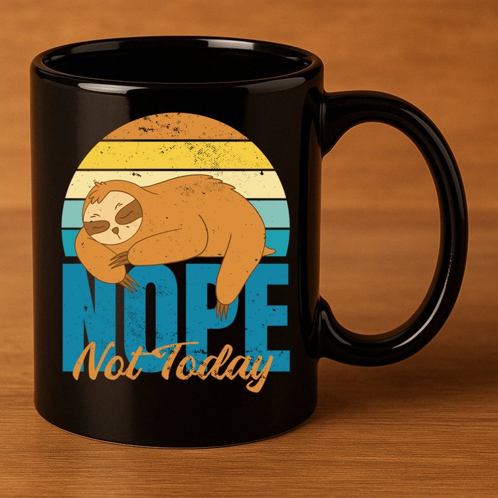 Funny Sloth Nope Not Today Retro Sloth Cute Gift 11oz C Handle Ceramic Mug