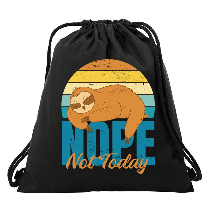 Funny Sloth Nope Not Today Retro Sloth Cute Gift Drawstring Bag