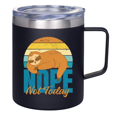 Funny Sloth Nope Not Today Retro Sloth Cute Gift 12oz Stainless Steel Coffee Mug