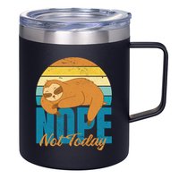 Funny Sloth Nope Not Today Retro Sloth Cute Gift 12oz Stainless Steel Coffee Mug