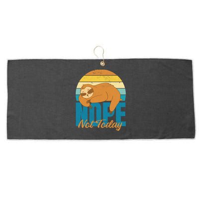 Funny Sloth Nope Not Today Retro Sloth Cute Gift Large Microfiber Waffle Golf Towel