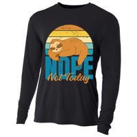 Funny Sloth Nope Not Today Retro Sloth Cute Gift Cooling Performance Long Sleeve Crew