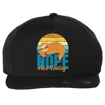 Funny Sloth Nope Not Today Retro Sloth Cute Gift Wool Snapback Cap