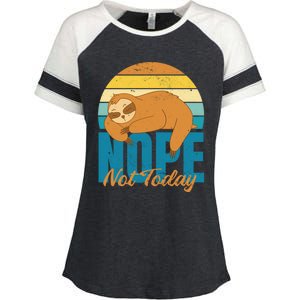 Funny Sloth Nope Not Today Retro Sloth Cute Gift Enza Ladies Jersey Colorblock Tee