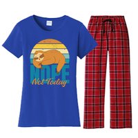 Funny Sloth Nope Not Today Retro Sloth Cute Gift Women's Flannel Pajama Set