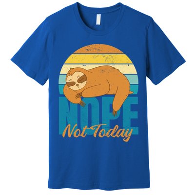 Funny Sloth Nope Not Today Retro Sloth Cute Gift Premium T-Shirt