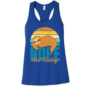 Funny Sloth Nope Not Today Retro Sloth Cute Gift Women's Racerback Tank