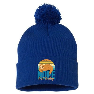 Funny Sloth Nope Not Today Retro Sloth Cute Gift Pom Pom 12in Knit Beanie