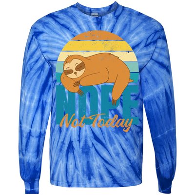 Funny Sloth Nope Not Today Retro Sloth Cute Gift Tie-Dye Long Sleeve Shirt