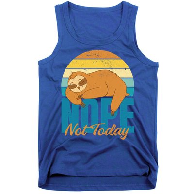 Funny Sloth Nope Not Today Retro Sloth Cute Gift Tank Top