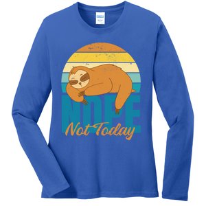 Funny Sloth Nope Not Today Retro Sloth Cute Gift Ladies Long Sleeve Shirt