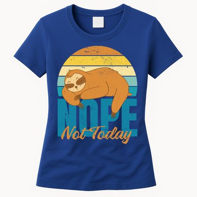 Funny Sloth Nope Not Today Retro Sloth Cute Gift Womens T-Shirt