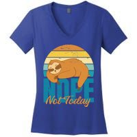 Funny Sloth Nope Not Today Retro Sloth Cute Gift Women's V-Neck T-Shirt