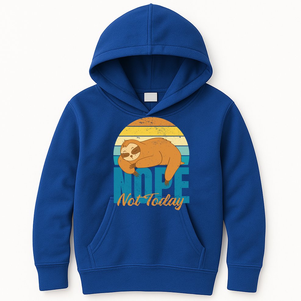 Funny Sloth Nope Not Today Retro Sloth Cute Gift Kids Hoodie
