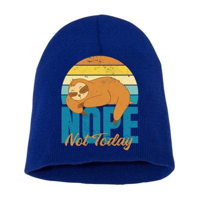 Funny Sloth Nope Not Today Retro Sloth Cute Gift Short Acrylic Beanie