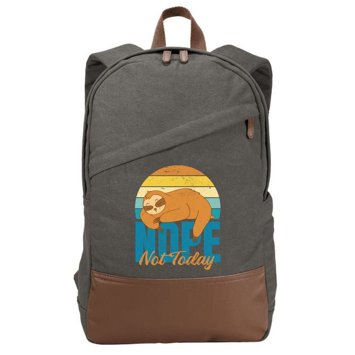 Funny Sloth Nope Not Today Retro Sloth Cute Gift Cotton Canvas Backpack