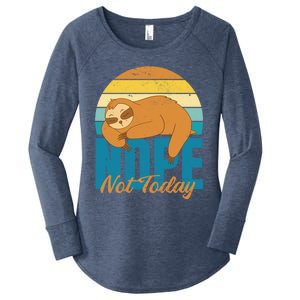 Funny Sloth Nope Not Today Retro Sloth Cute Gift Women's Perfect Tri Tunic Long Sleeve Shirt