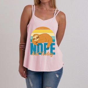 Funny Sloth Nope Not Today Retro Sloth Cute Gift Women's Strappy Tank