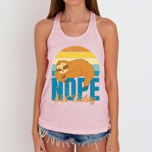 Funny Sloth Nope Not Today Retro Sloth Cute Gift Women's Knotted Racerback Tank