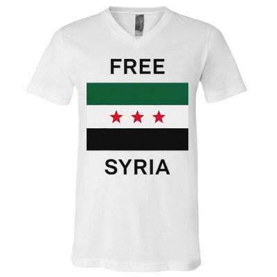 Free Syria New Syrian Flag Syria Freedom Celebration V-Neck T-Shirt