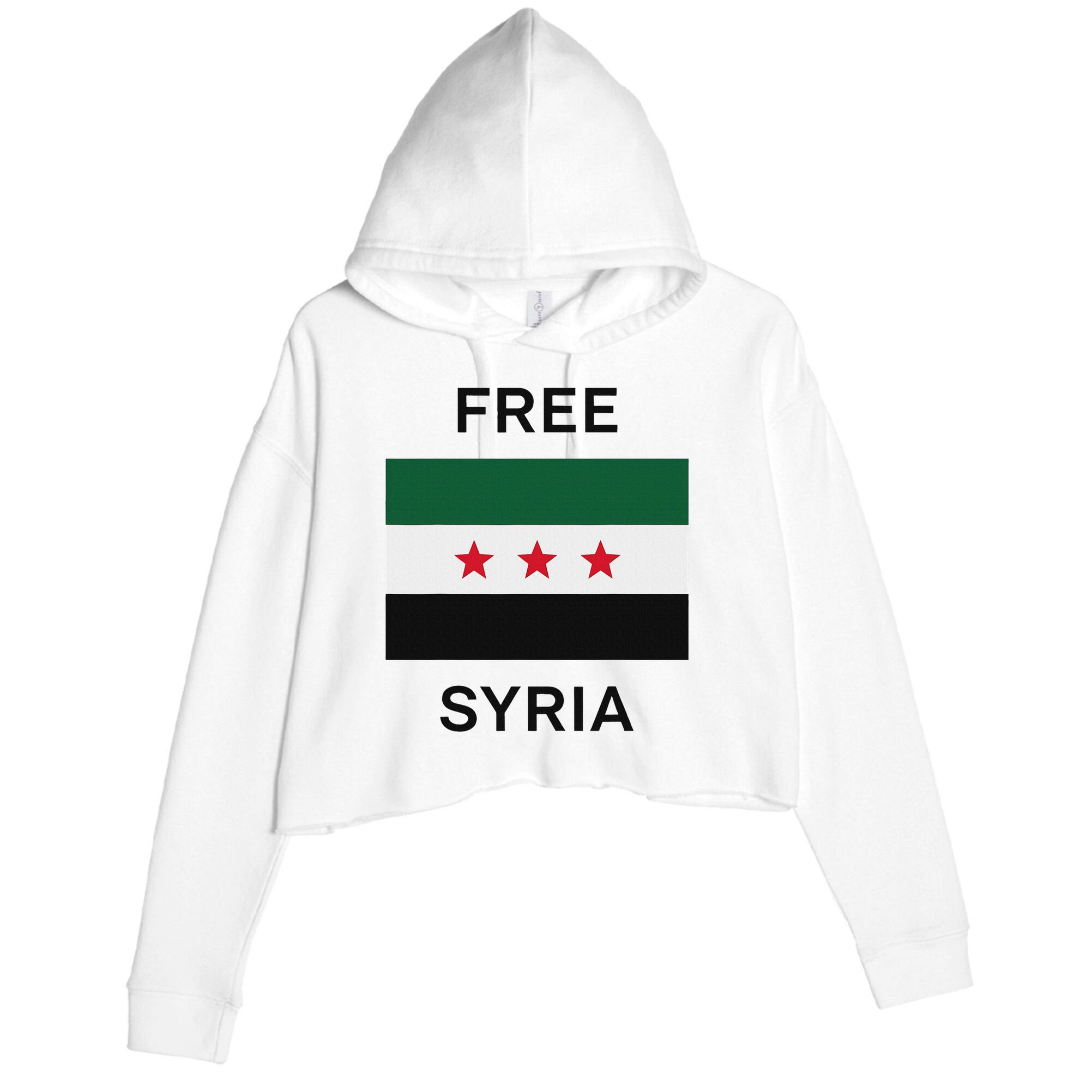 Free Syria New Syrian Flag Syria Freedom Celebration Crop Fleece Hoodie