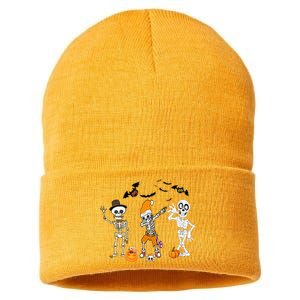 Funny Skull Never Better Skeleton Funny Halloween sarcasm Sustainable Knit Beanie