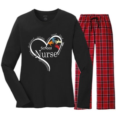 Funny School Nurse Graphic Tops Back To School Gift Women's Long Sleeve Flannel Pajama Set 