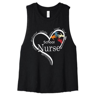 Funny School Nurse Graphic Tops Back To School Gift Women's Racerback Cropped Tank