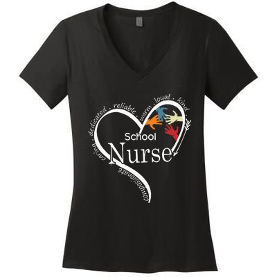 Funny School Nurse Graphic Tops Back To School Gift Women's V-Neck T-Shirt