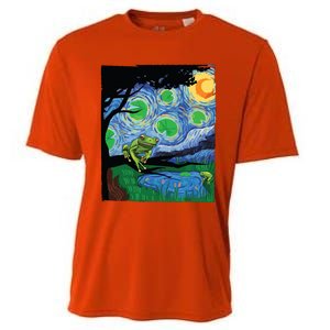 Frog, Starry Night Cat Tee, Van Gogh Frog Gift, Frog Cooling Performance Crew T-Shirt