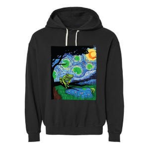 Frog, Starry Night Cat Tee, Van Gogh Frog Gift, Frog Garment-Dyed Fleece Hoodie