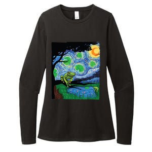 Frog, Starry Night Cat Tee, Van Gogh Frog Gift, Frog Womens CVC Long Sleeve Shirt